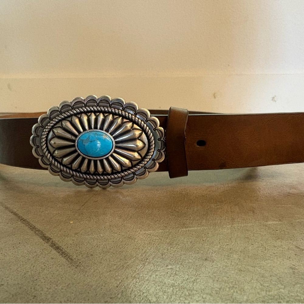Ariat Brown Leather Belt with Gold Accents